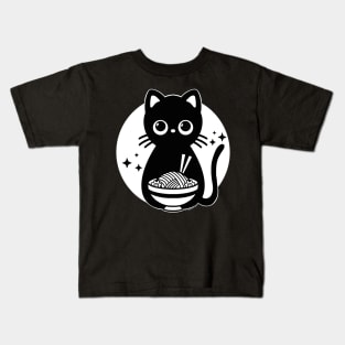 kawaii vintage style japenese ramen cat Kids T-Shirt